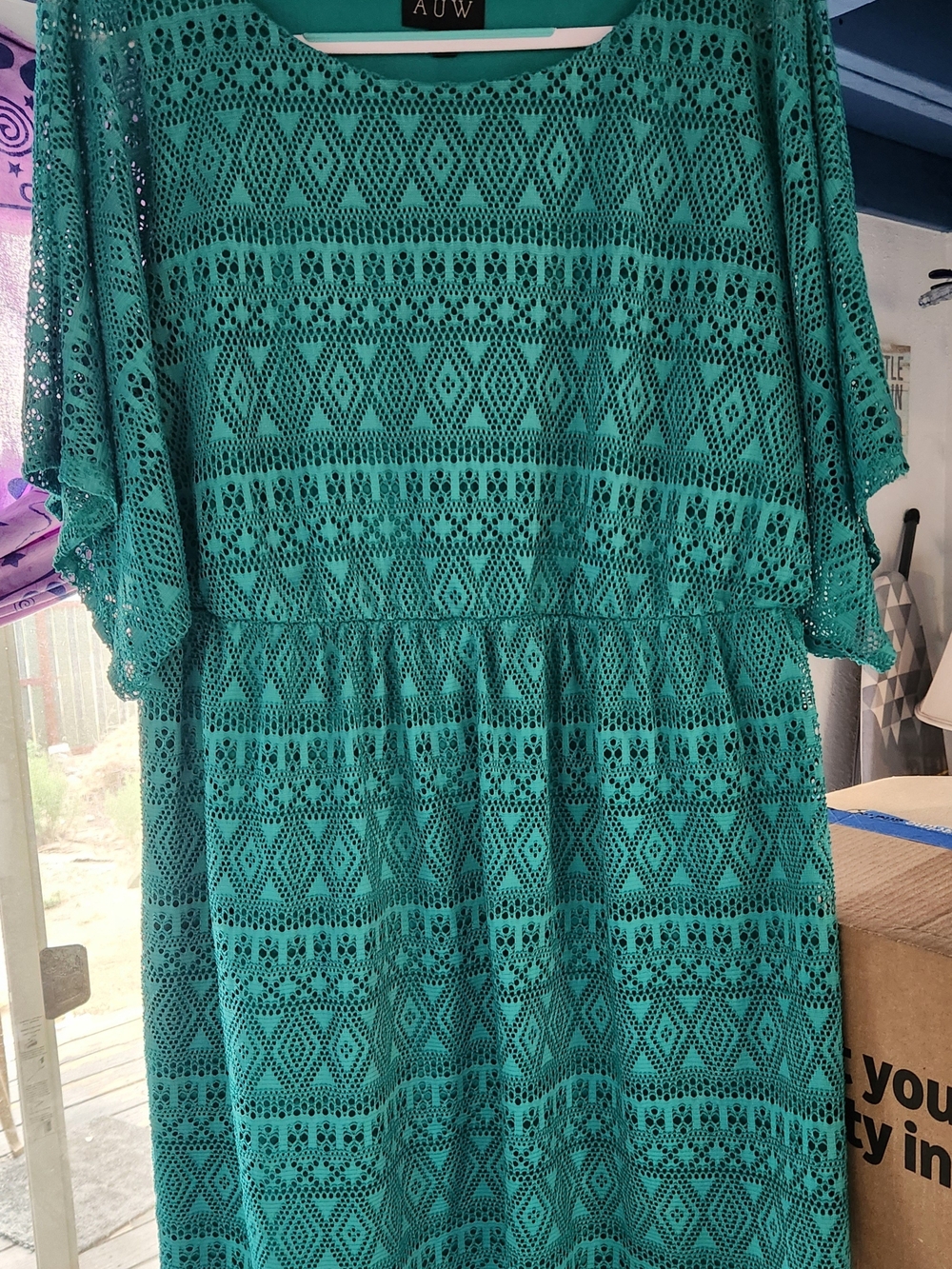 AUW Teal Lace Overlay Dress Size 14